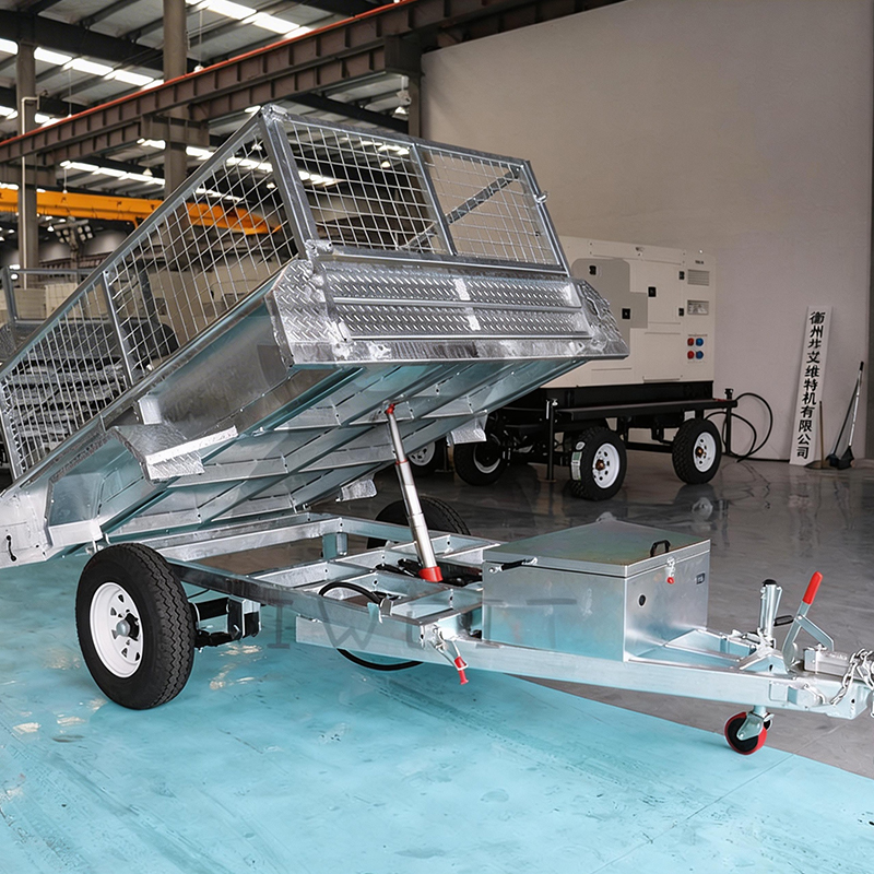 Single-Axis Hydraulic Self-Dumping Silver Cage Trailer