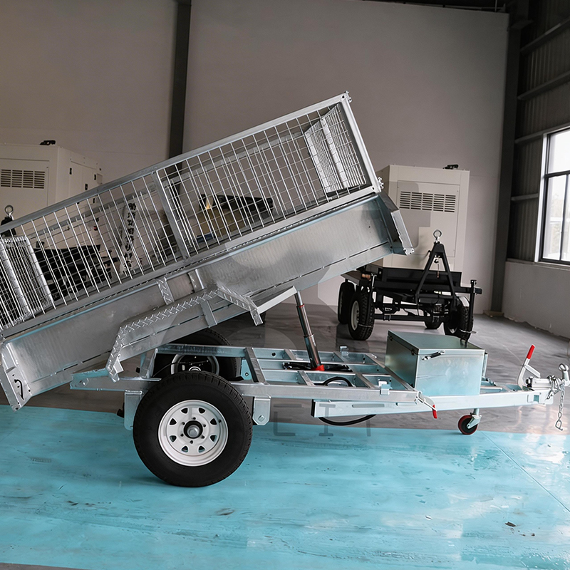 Single-Axis Hydraulic Self-Dumping Silver Cage Trailer