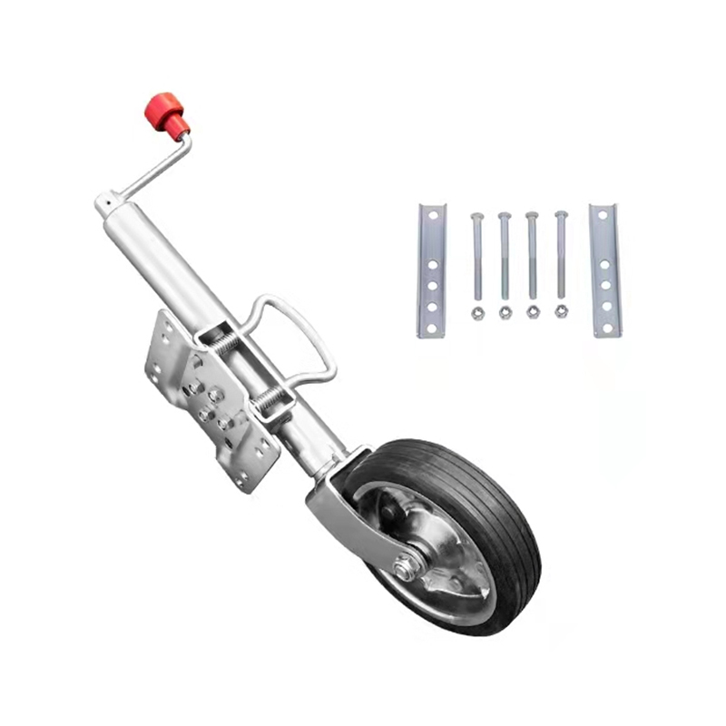 Silver Trailer Jack with Swivel Mount and Wheel