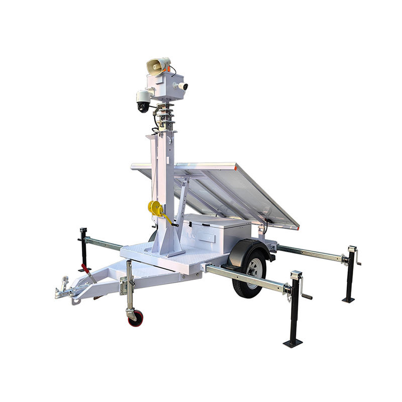 Manual Electric Hydraulic Mast Portable CCTV Monitoring Trailer