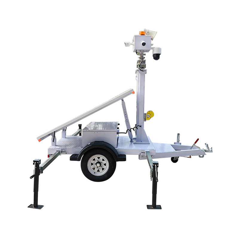 Manual Electric Hydraulic Mast Portable CCTV Monitoring Trailer