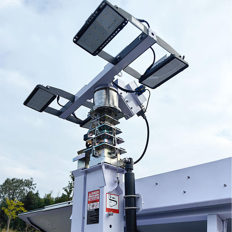 Construction Mining Mobile Solar Light Tower With Telescopic Mast