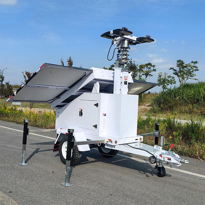 Construction Mining Mobile Solar Light Tower With Telescopic Mast